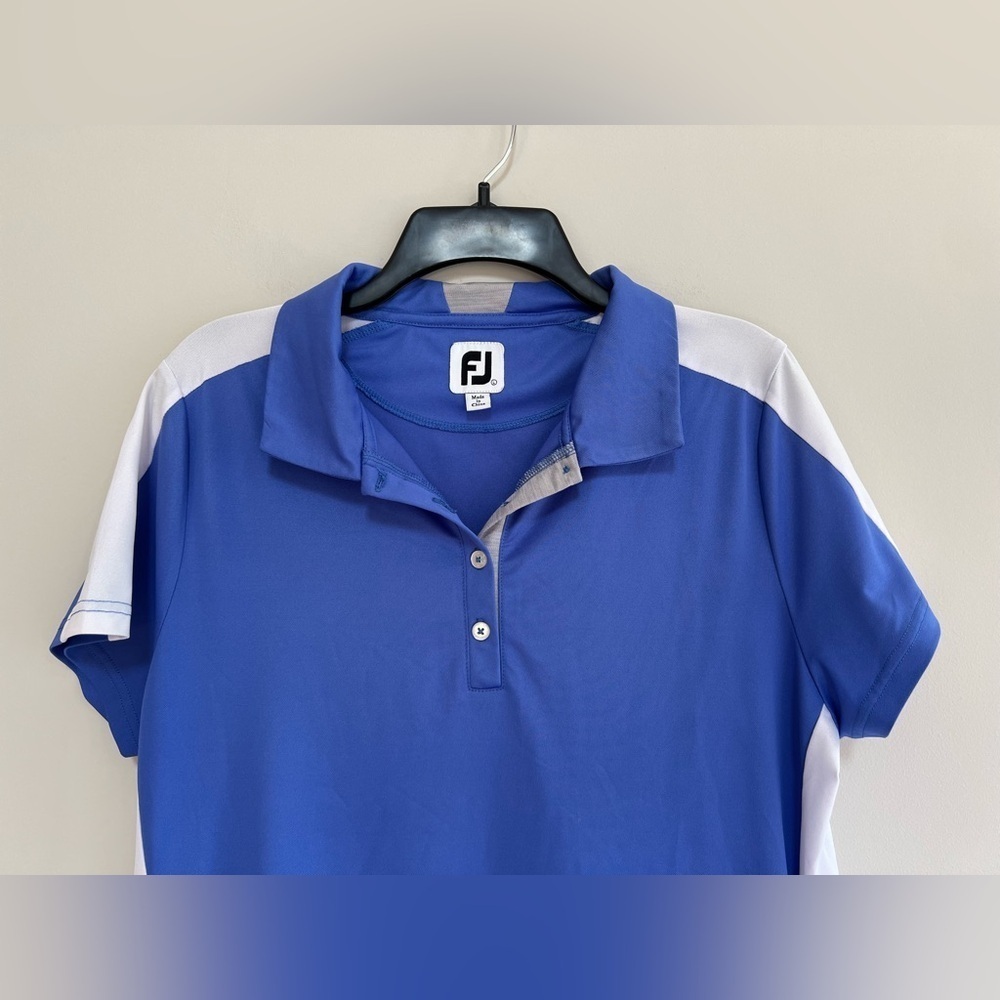 FootJoy Stretch Piques Performance Knit Golf Dress, Blue/White, size L - Picture 7 of 7